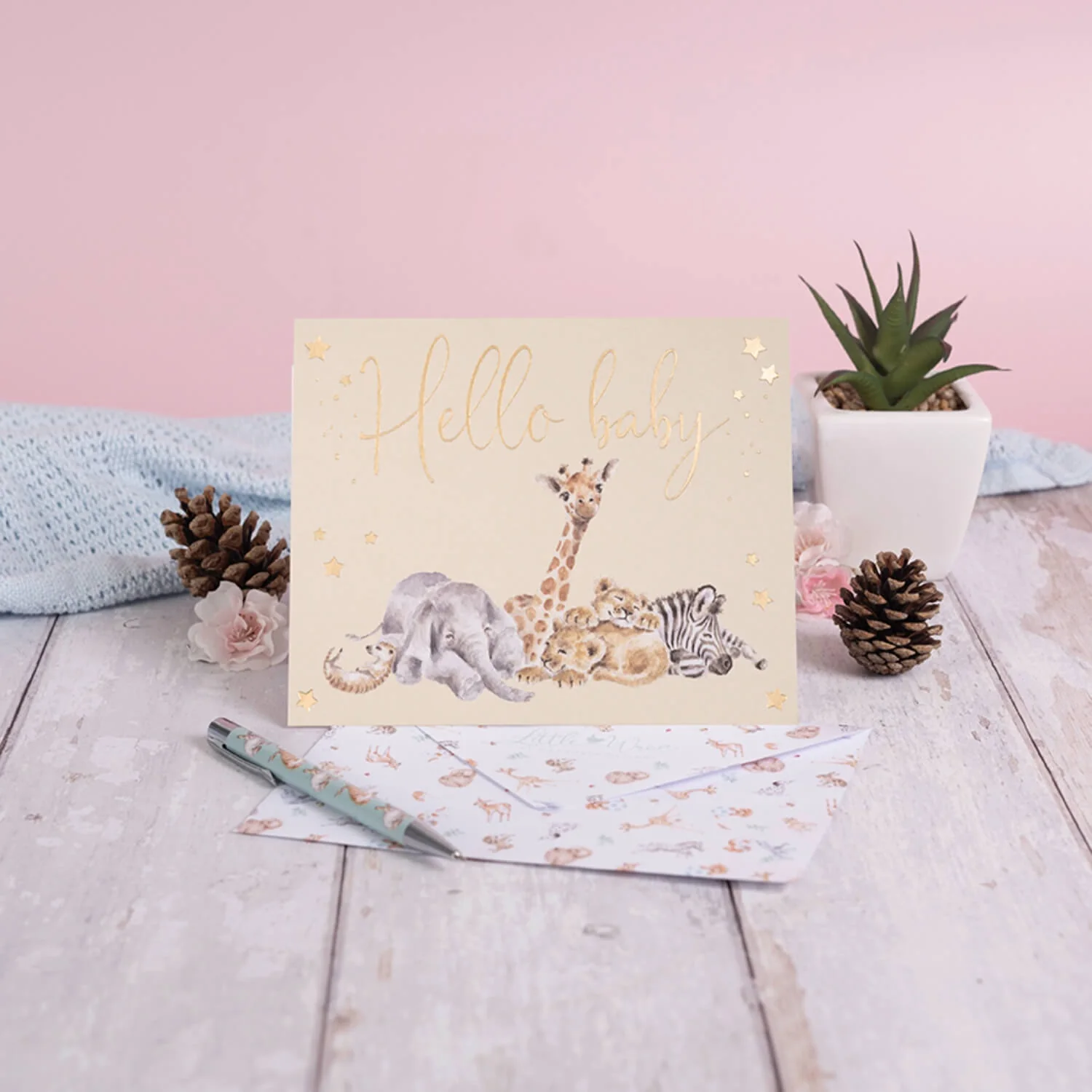 Wrendale Designs Little Wren Card - Little Savannah - Hello Baby - African Animals - Image 2