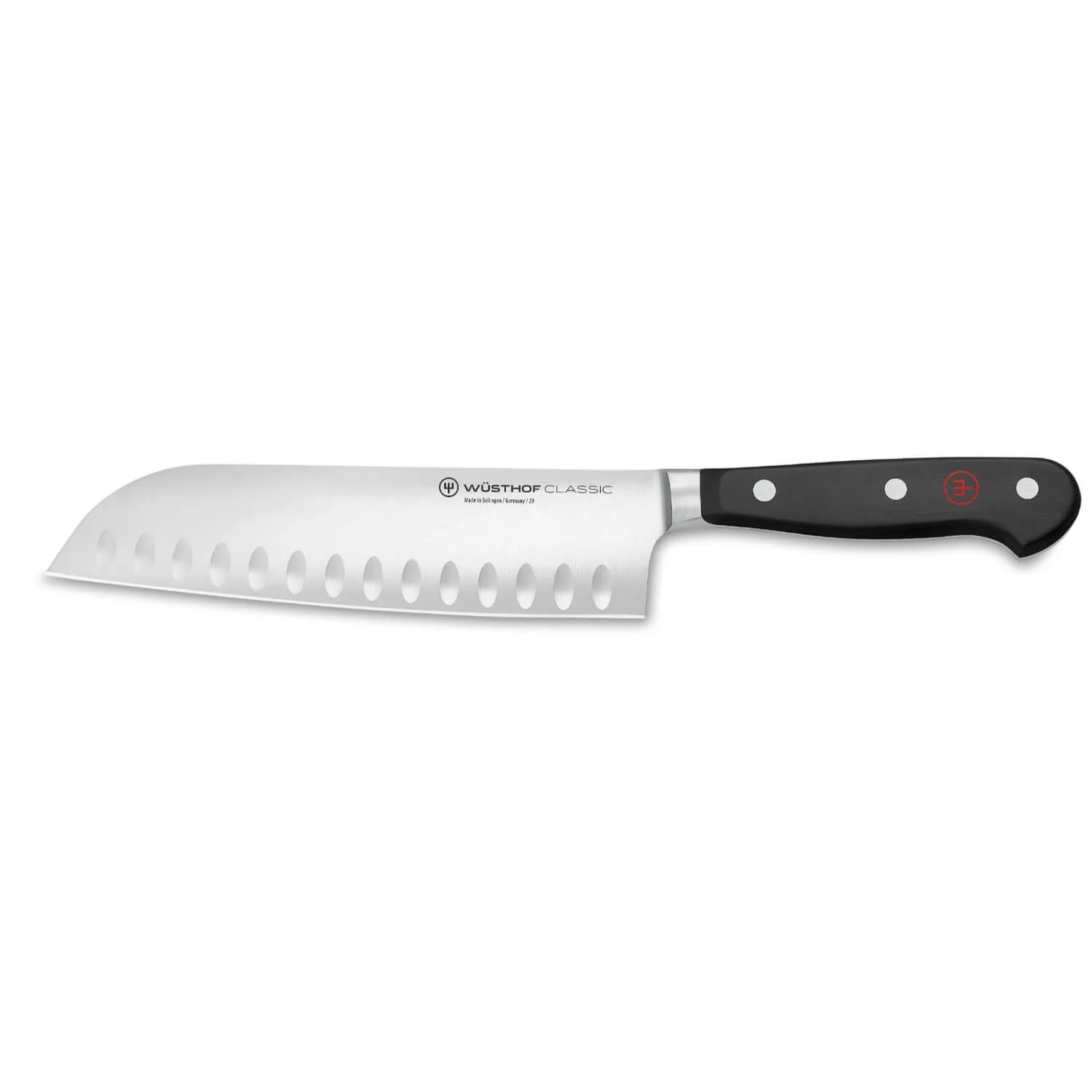 Wusthof Classic 17cm Scalloped Santoku Knife - Black