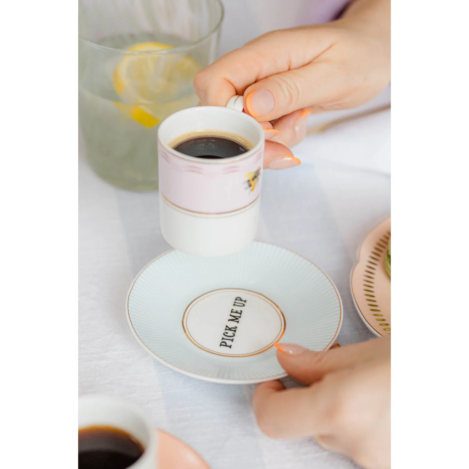 Yvonne Ellen 2-Piece Fine China Espresso Cup & Saucer - Slogan - Image 5