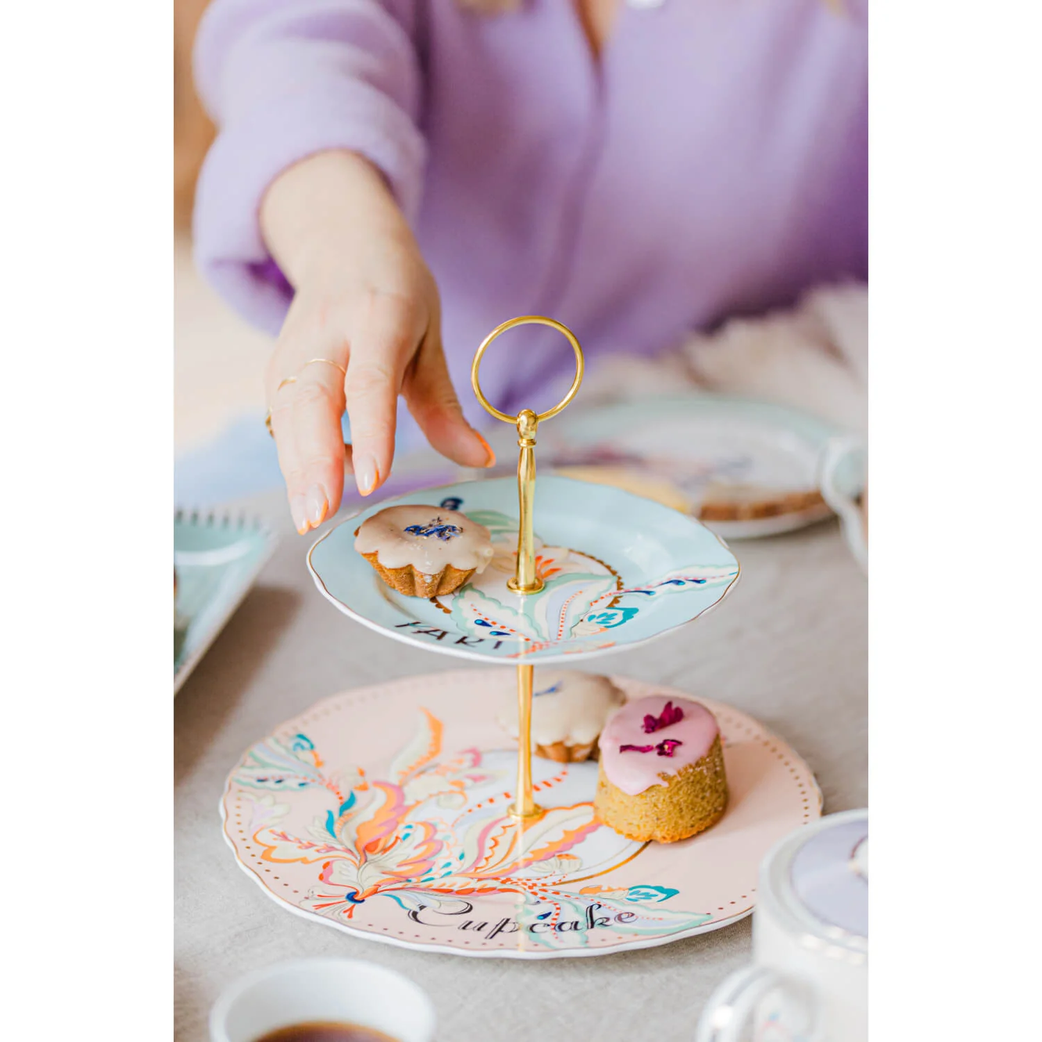 Yvonne Ellen 2-Tier Fine China Cake Stand - Floral - Image 7