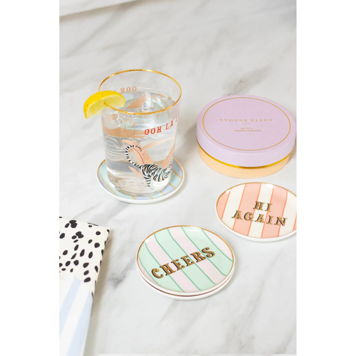 Yvonne Ellen Fine China 4-Piece Coaster Set - Slogan - Image 3