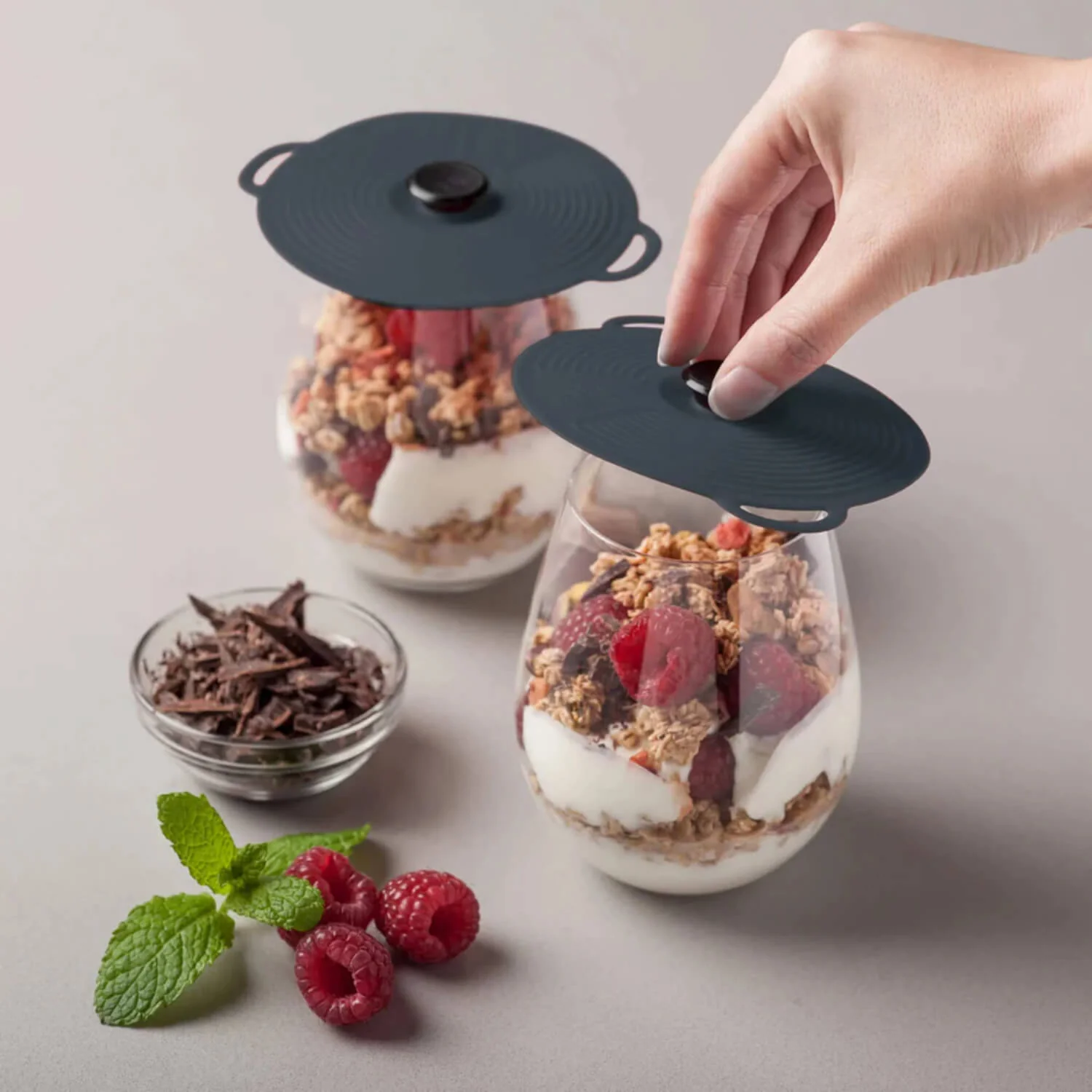 Zeal 10cm Self Sealing Pack of 2 Silicone Lids - Grey - Image 2