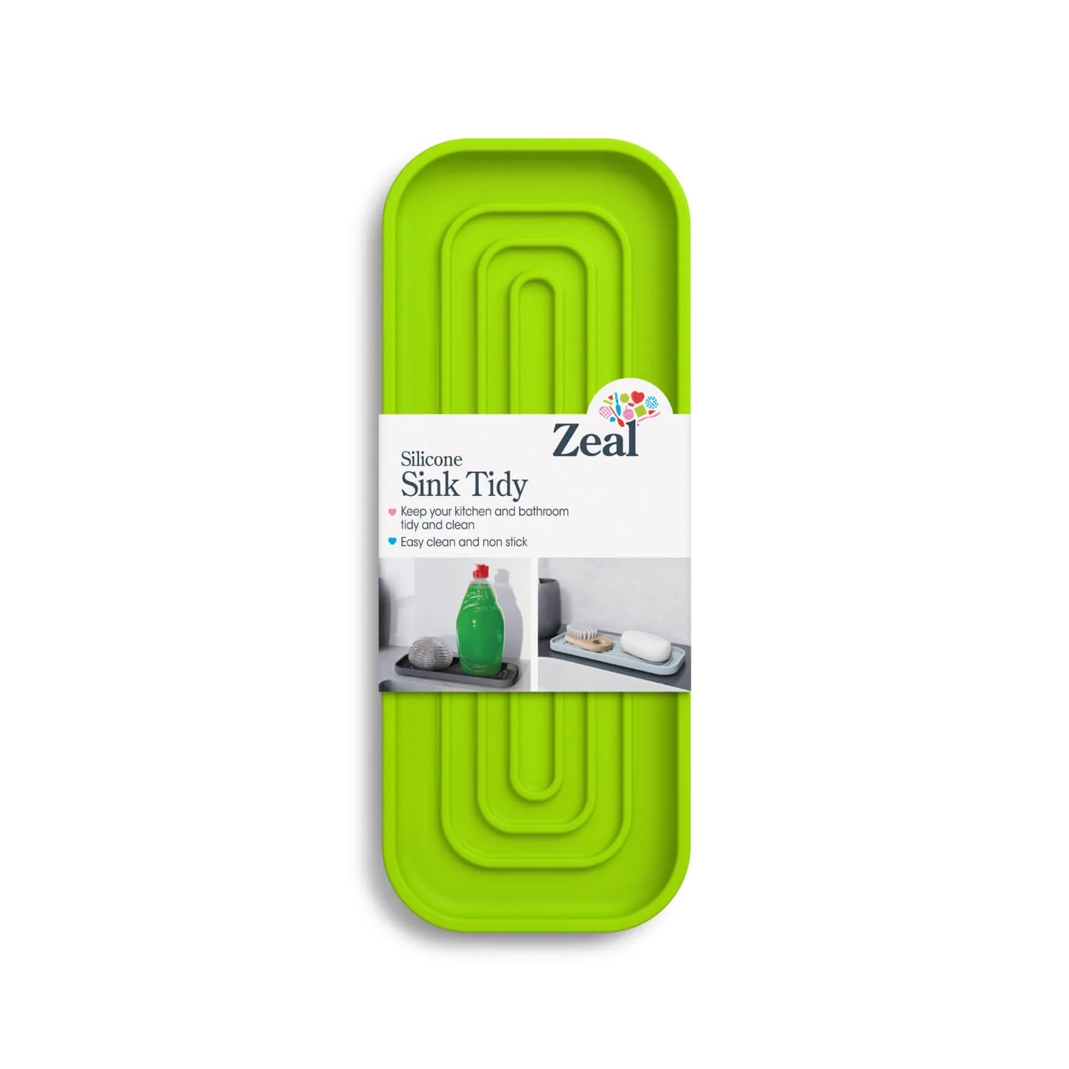Zeal 23cm x 9cm Silicone Sink Tidy Mat - Neon Lime