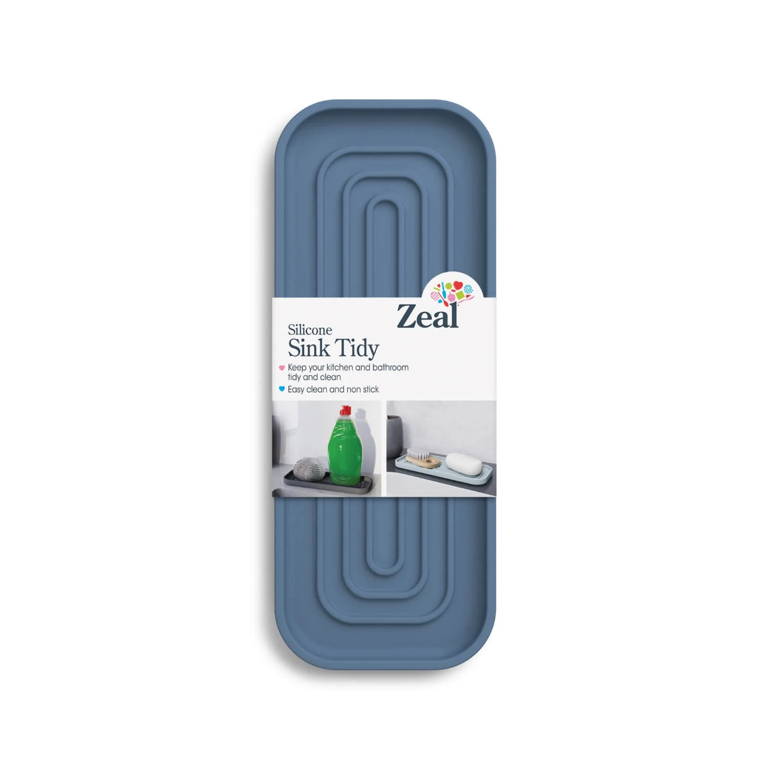 Zeal 23cm x 9cm Silicone Sink Tidy Mat - Provence Blue