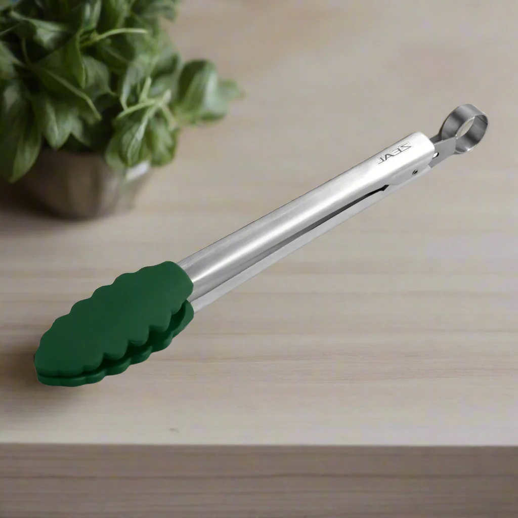 Zeal 25cm Stainless Steel Silicone Tipped Tongs - Forest Green - Image 2