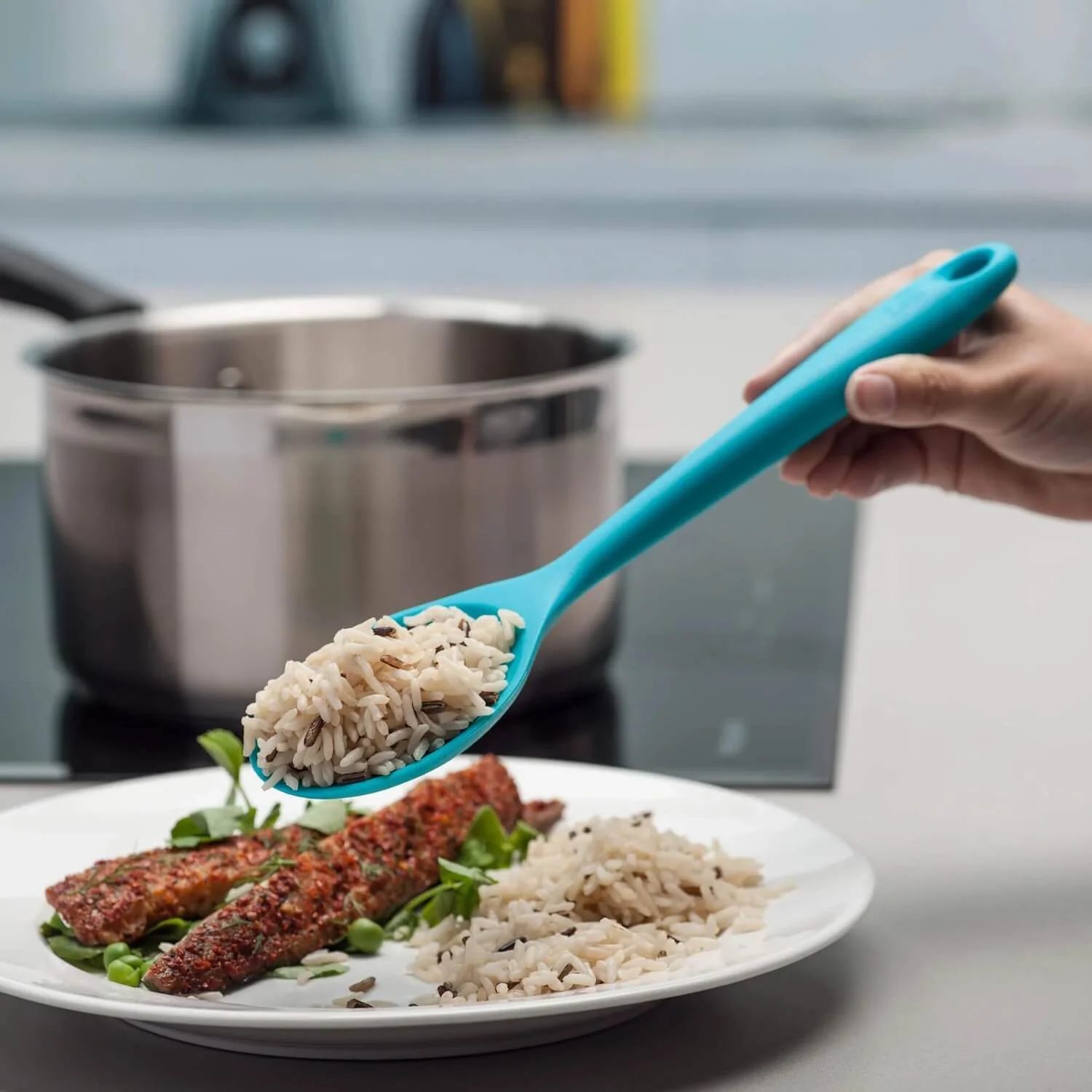 Zeal 28cm Silicone Cooking Spoon - Neon Aqua - Image 2