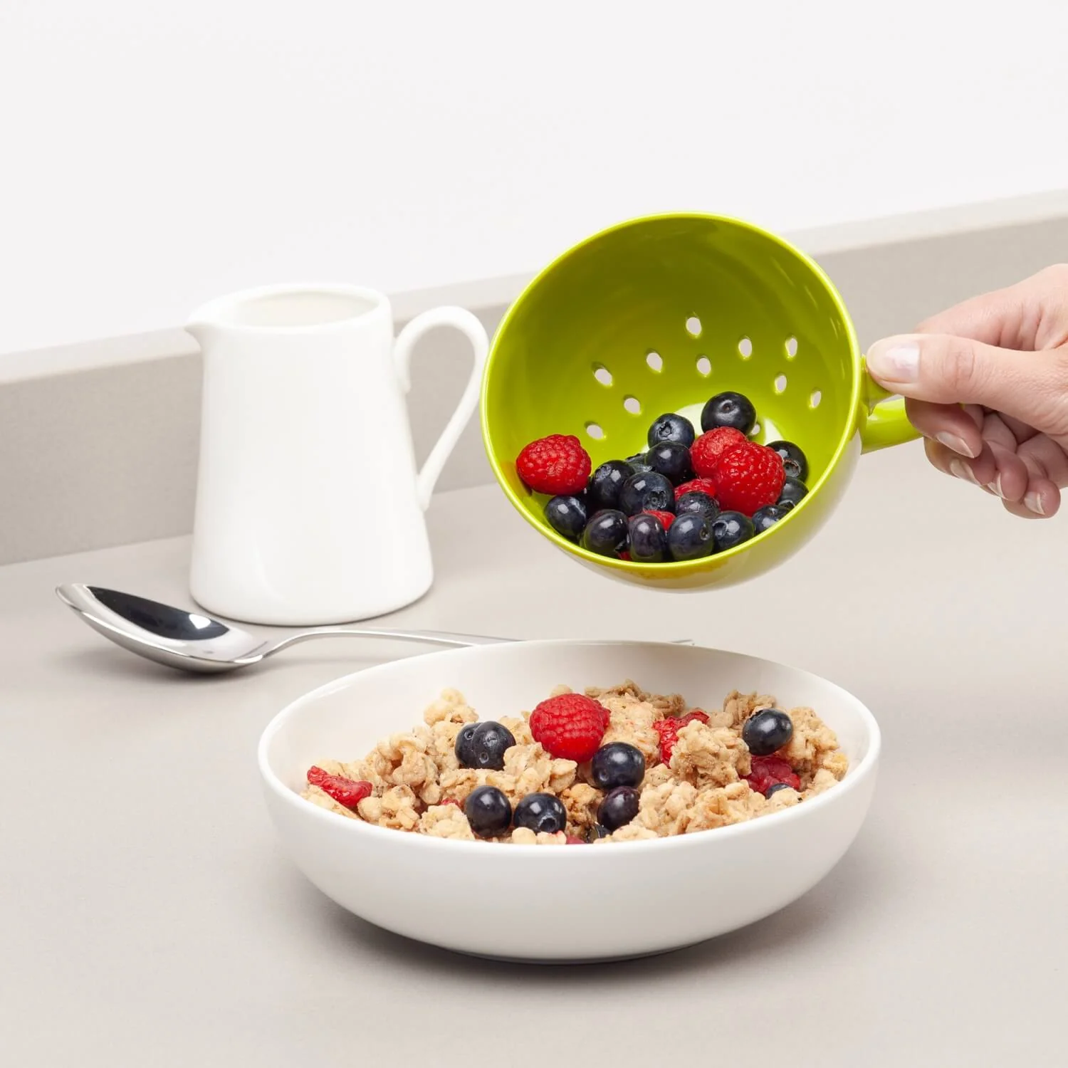 Zeal Berry 10cm Melamine Colander with Handle - Lime - Image 5