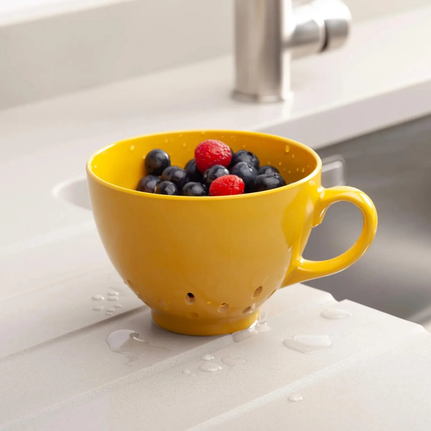 Zeal Berry 10cm Melamine Colander with Handle - Mustard - Image 4