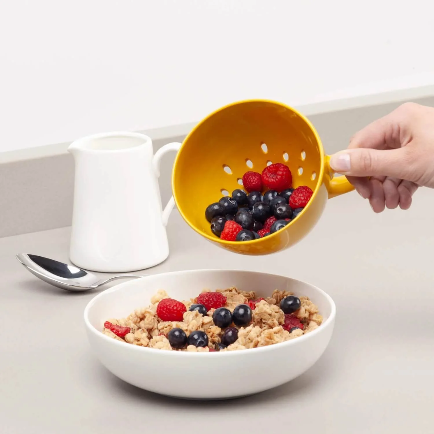 Zeal Berry 10cm Melamine Colander with Handle - Mustard - Image 5