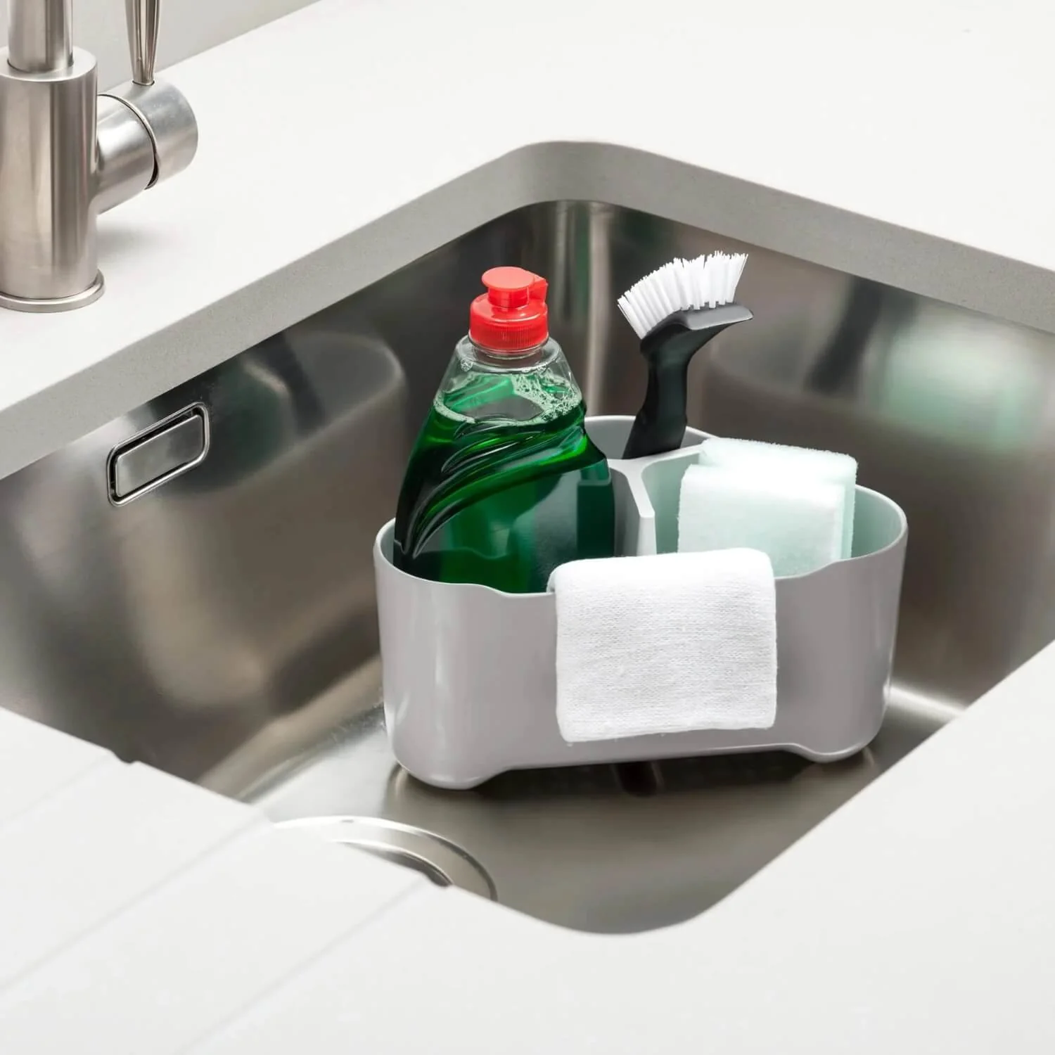 Zeal Premium Melamine Tall Corner Sink Tidy - French Grey - Image 2