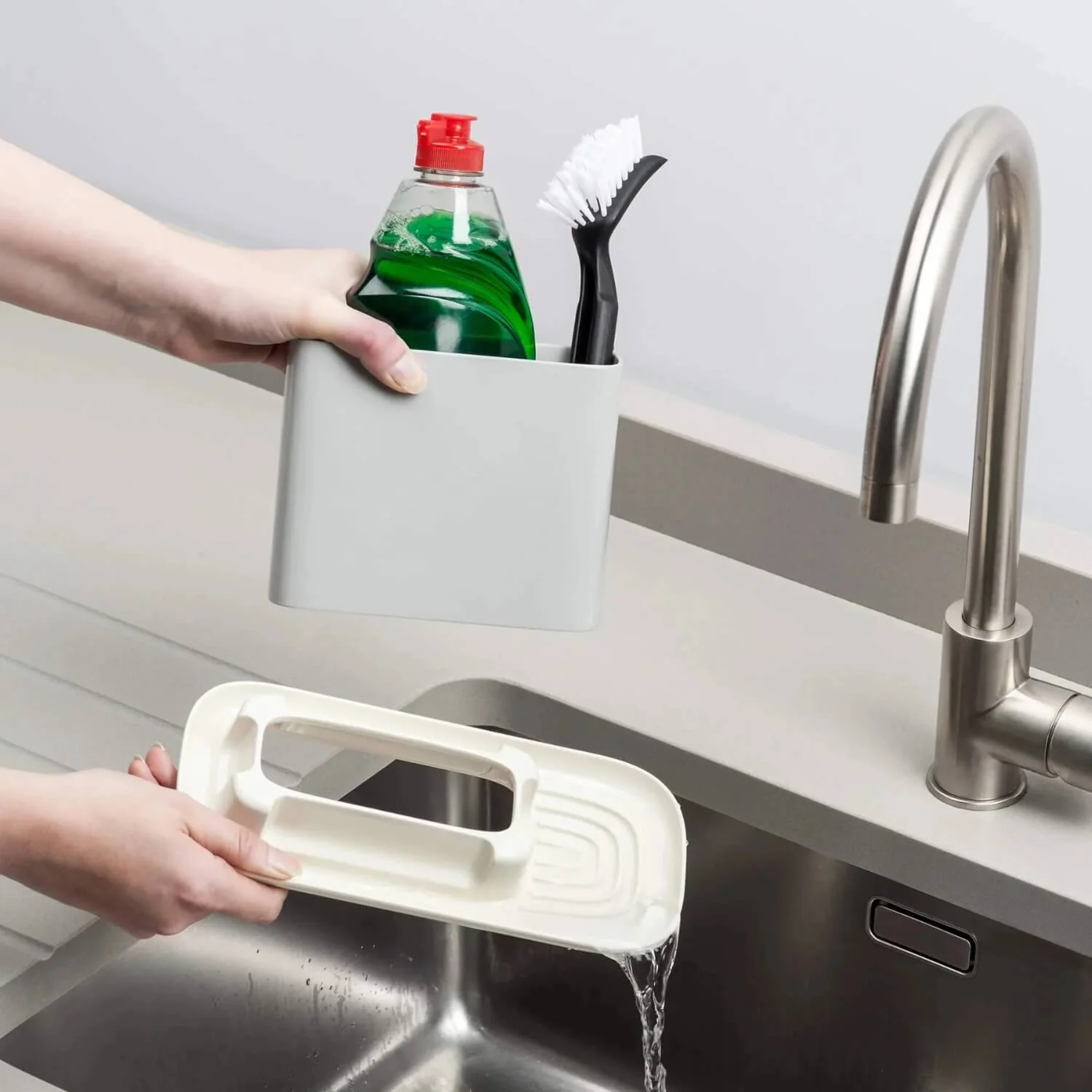 Zeal Premium Melamine Worktop Sink Tidy - French Grey - Image 4