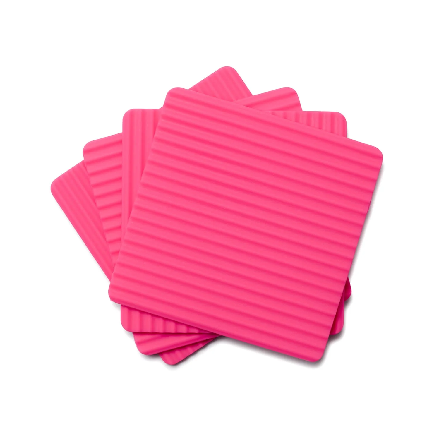 Zeal Set Of 4 Silicone Coasters - Neon Pink