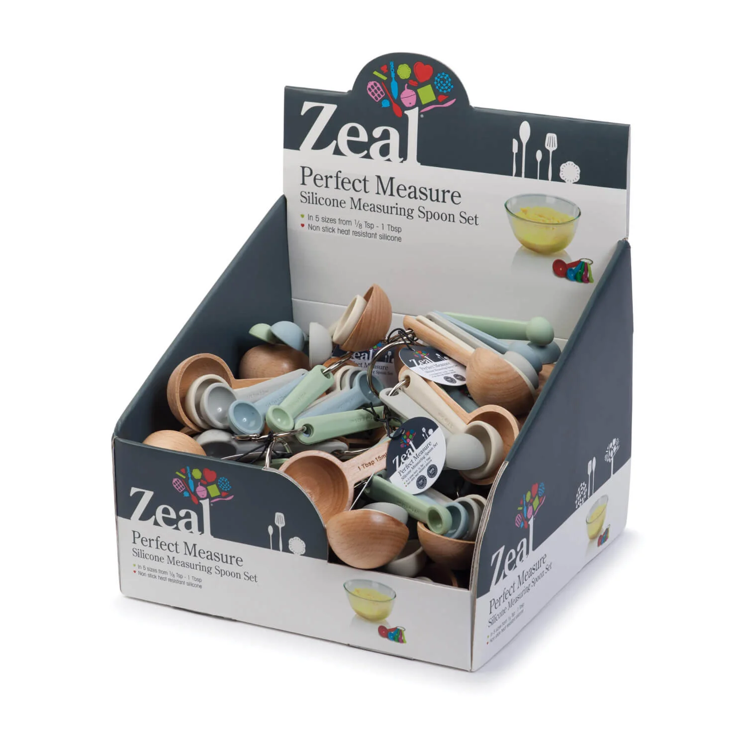 Zeal Silicone & Wood 5-Piece Measuring Spoon Set - Image 2