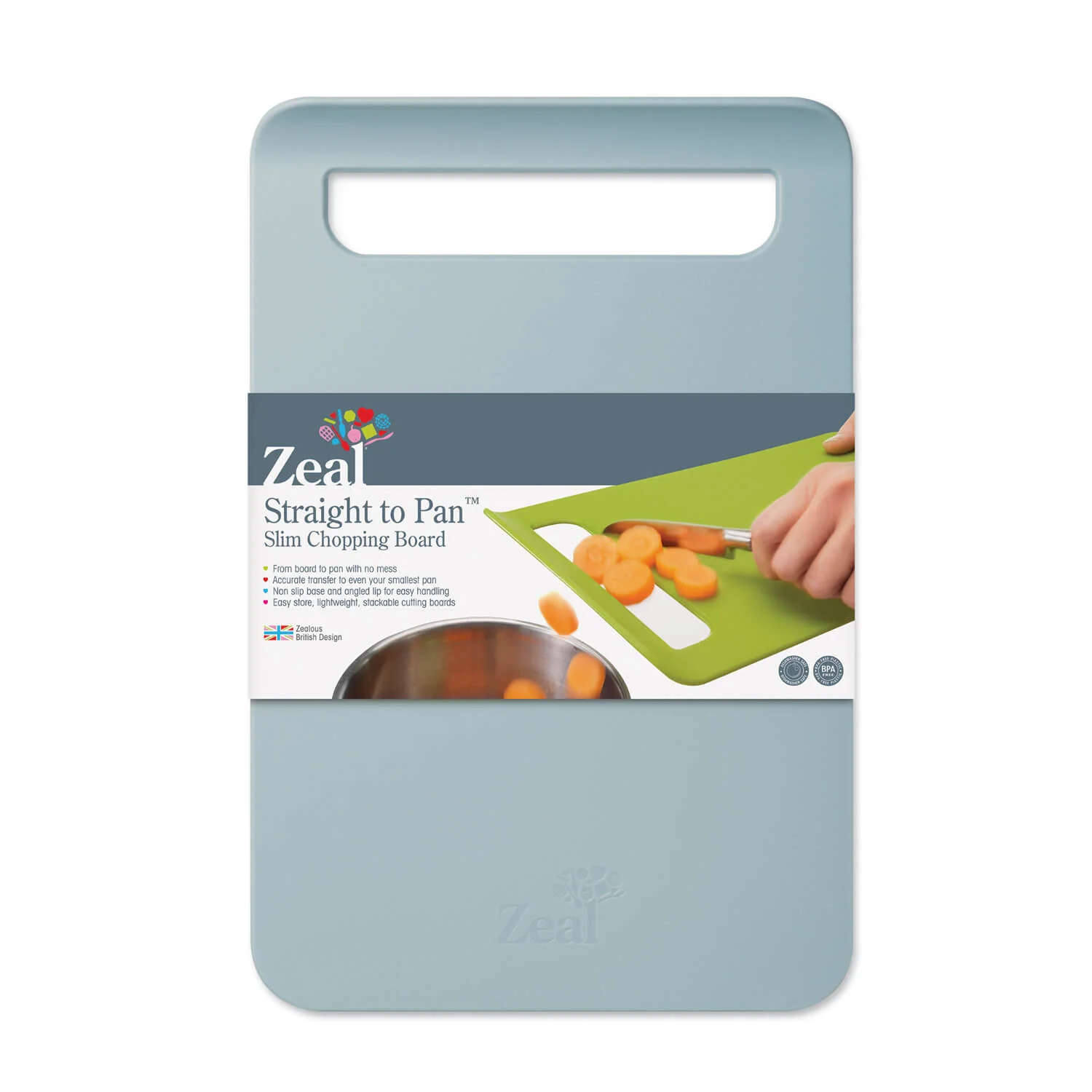 Zeal Straight to Pan™ Slim Large Chopping Board - Duck Egg Blue - Image 2