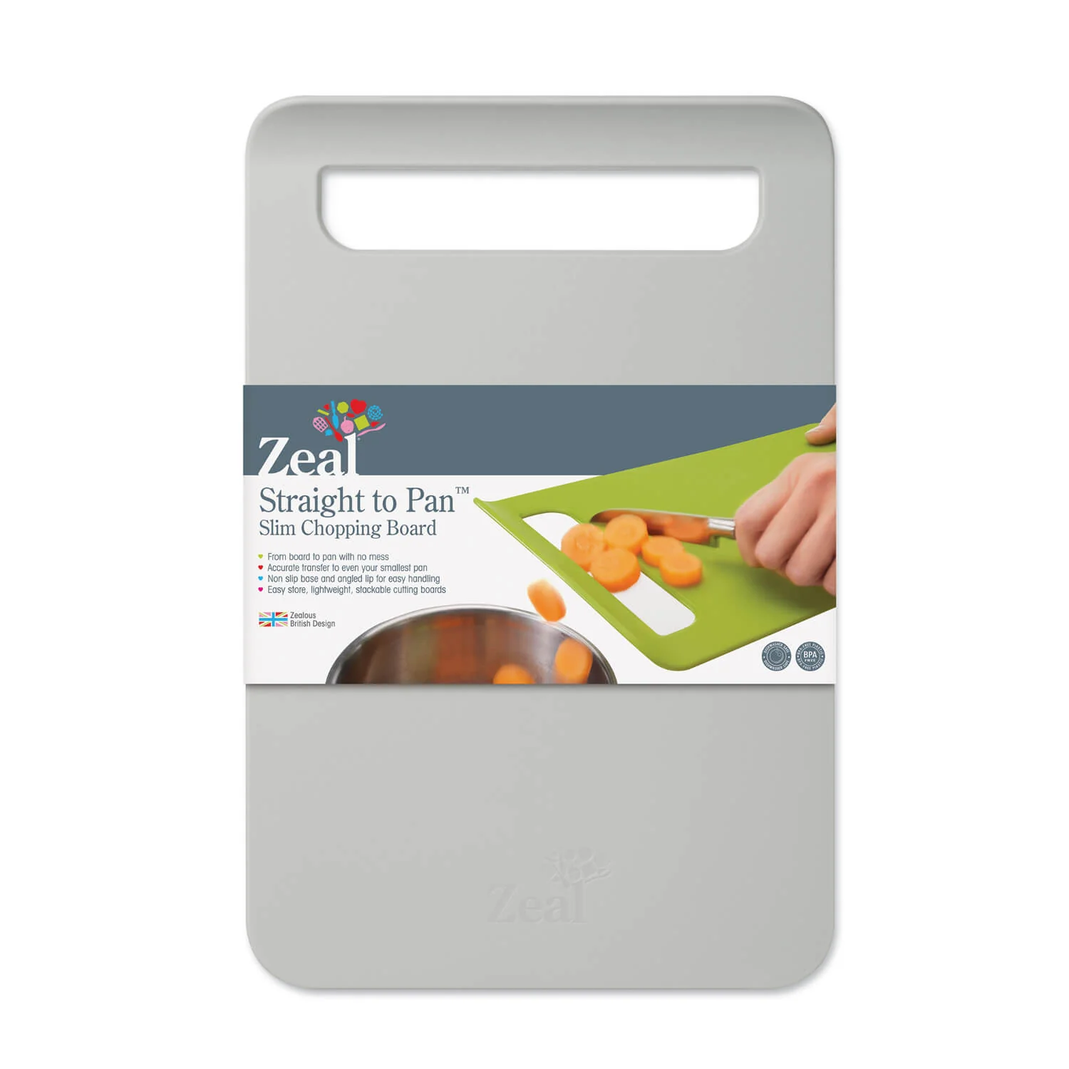 Zeal Straight to Pan™ Slim Large Chopping Board - French Grey - Image 2